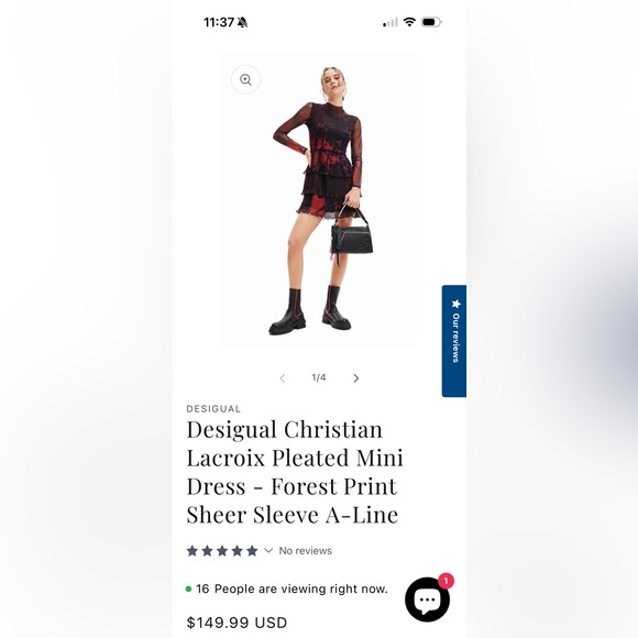 Desigual Red and Black Floral Dress - Picture 1 of 7